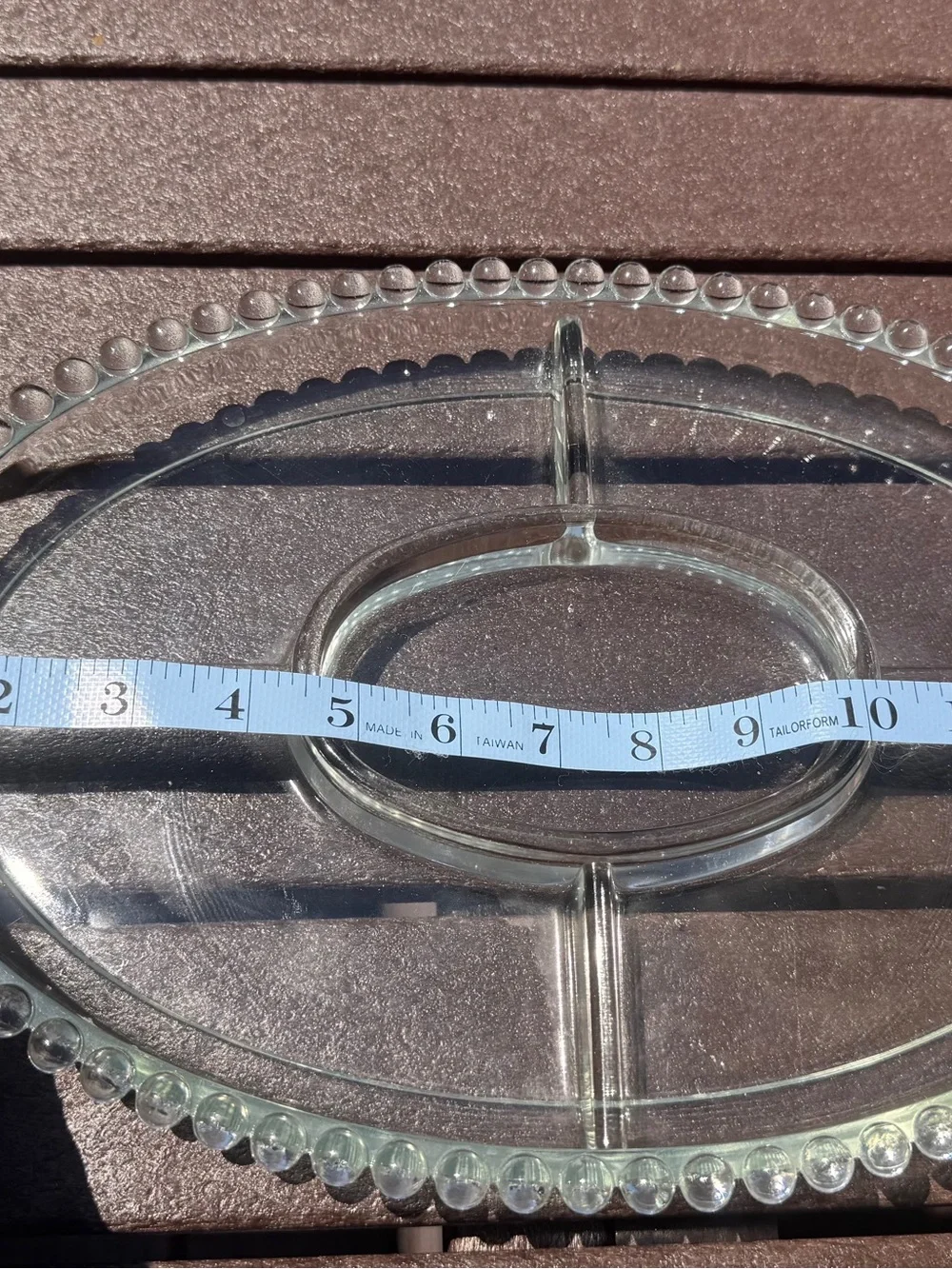 Imperial Glass Candlewick - Clear Glass Divided Serving Tray with Beaded Edge